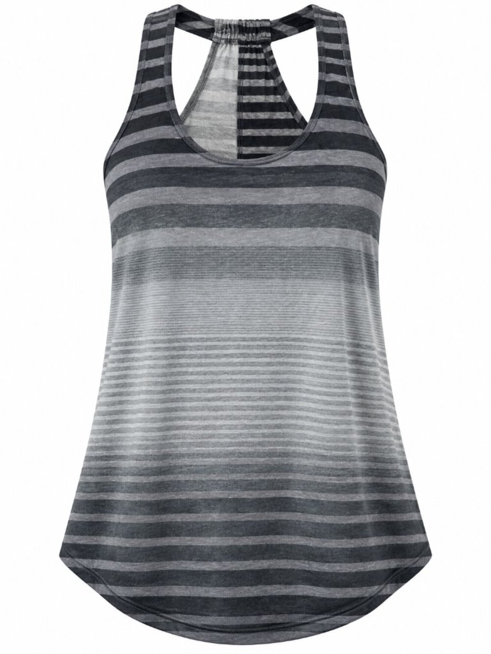 Loveappella Gray Black Striped Racerback Tank Top L